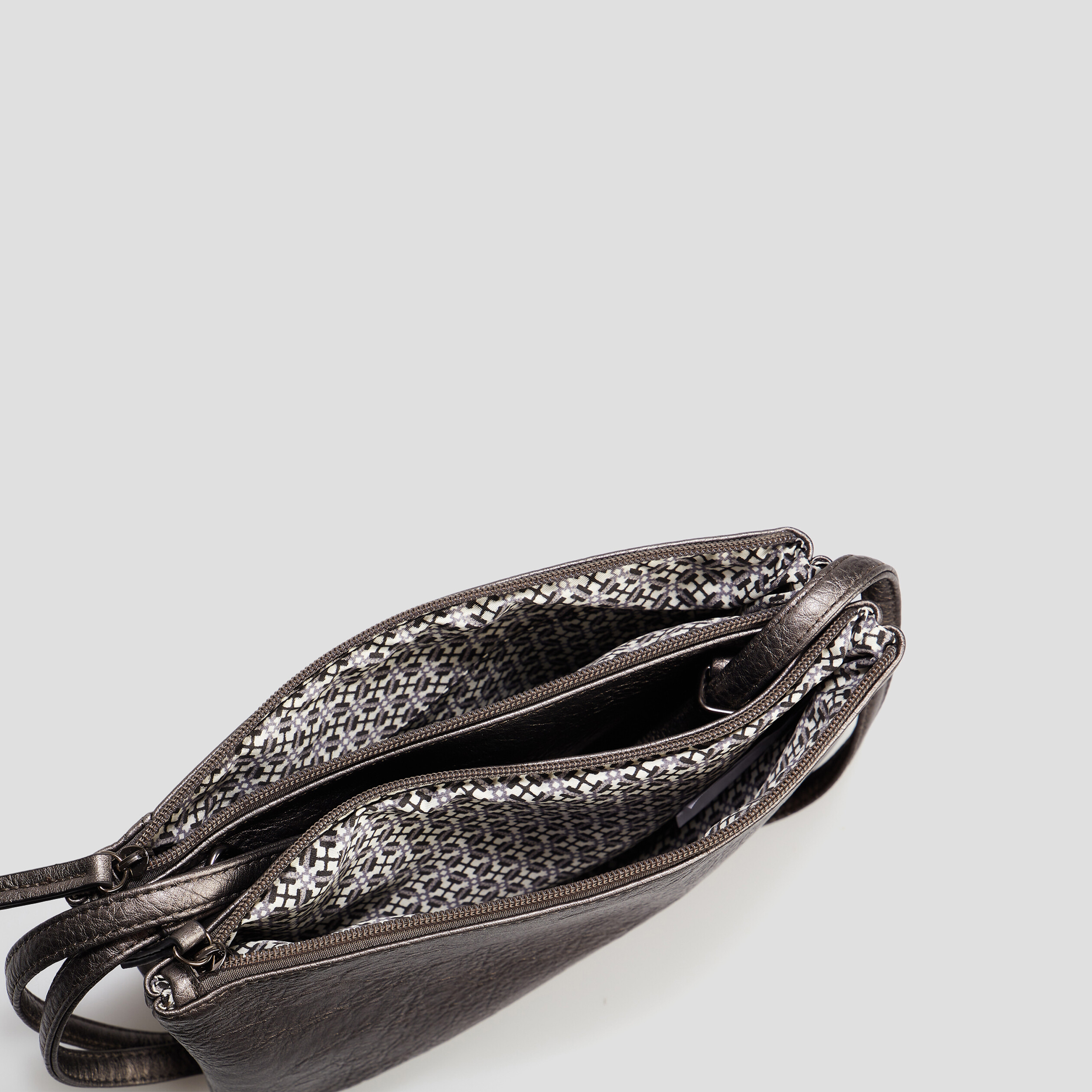 Sac bandoulière métallisé gris foncé femme | La Halle