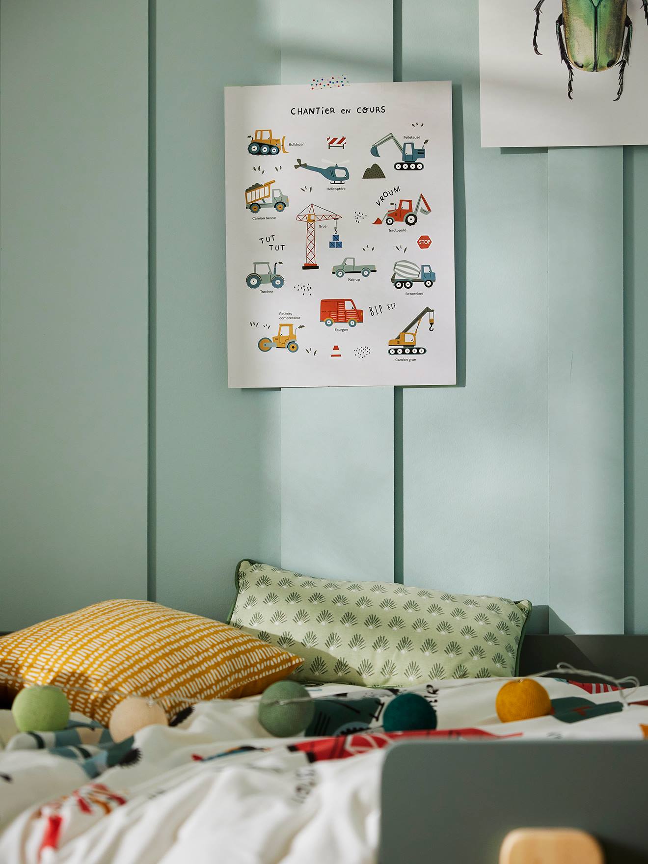 Vertbaudet Kinderzimmer Poster BAUSTELLE - wollweiß