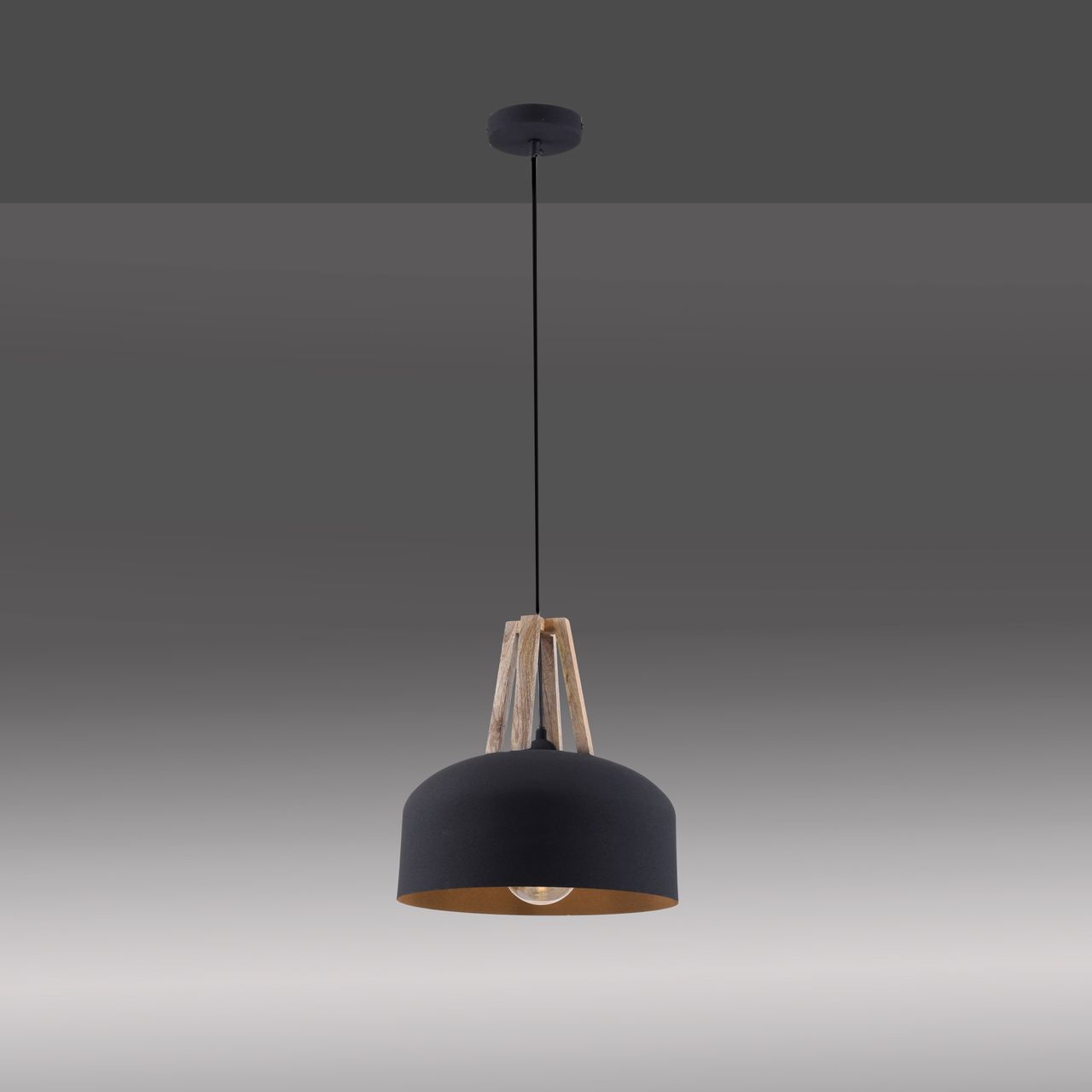 JUST LIGHT LeuchtenDirekt Pendelleuchte HAREA, 1xE27 max. 25W exkl., Holzapplikation, Ø32 cm, Innenleuchte, IP20
