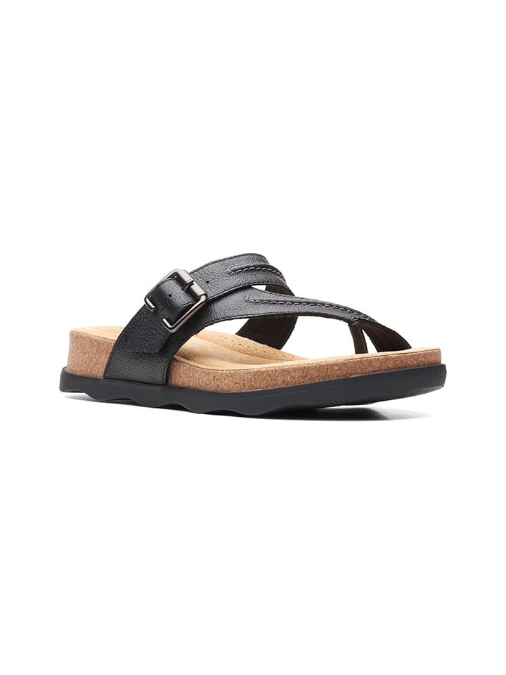 Clarks Leder-Zehentrenner in Schwarz günstig kaufen
