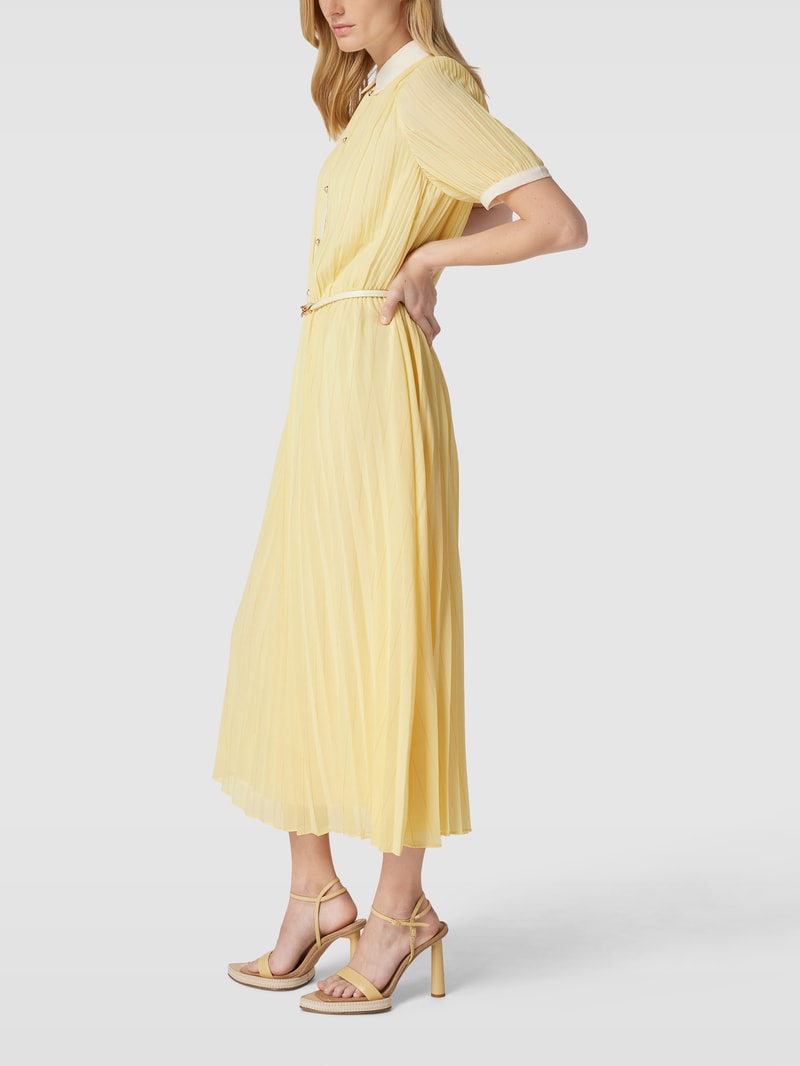 Kleid mit Kragen in hellgelb