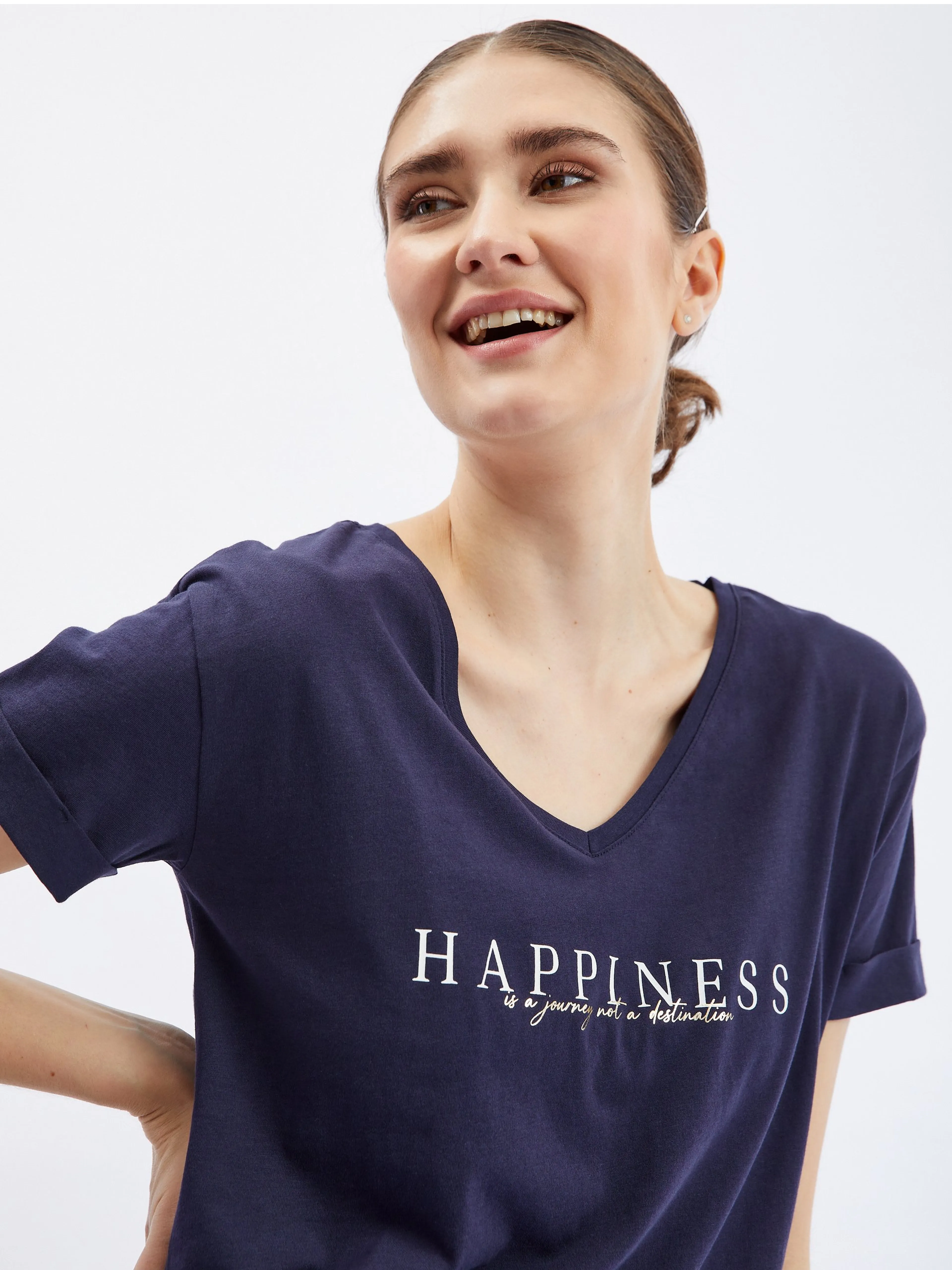 Dunkelblaues ORSAY-Damen-T-Shirt