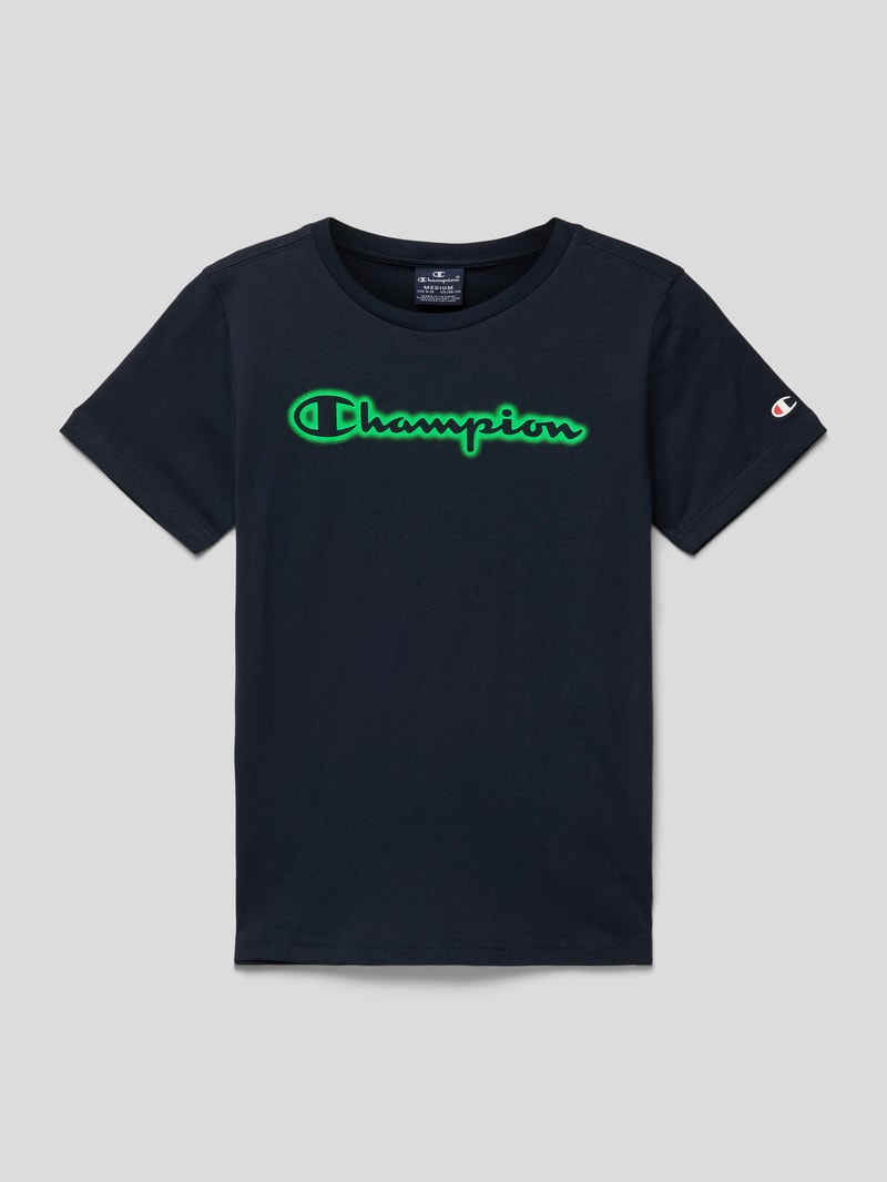 T-Shirt mit Label-Print in marineblau