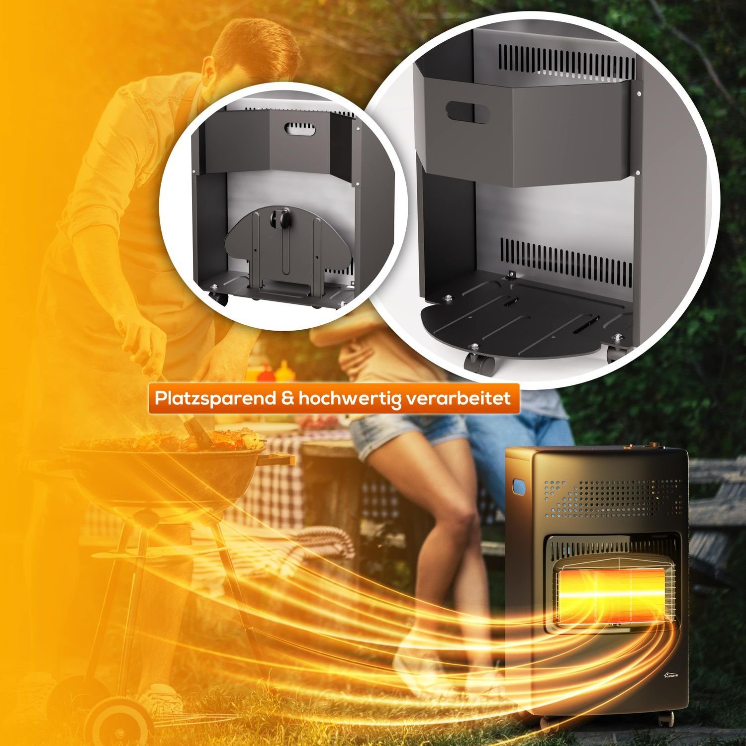 TroniTechnik Heizgerät Infrarot- Heizgerät HB-015 Gasheizer,Piezo-Zündung,4200 Watt,I3B/P(50), 4200 W, Überhitzungsschutz, drei Leistungsstufen:1500/2800/4200 Watt Edelstahl