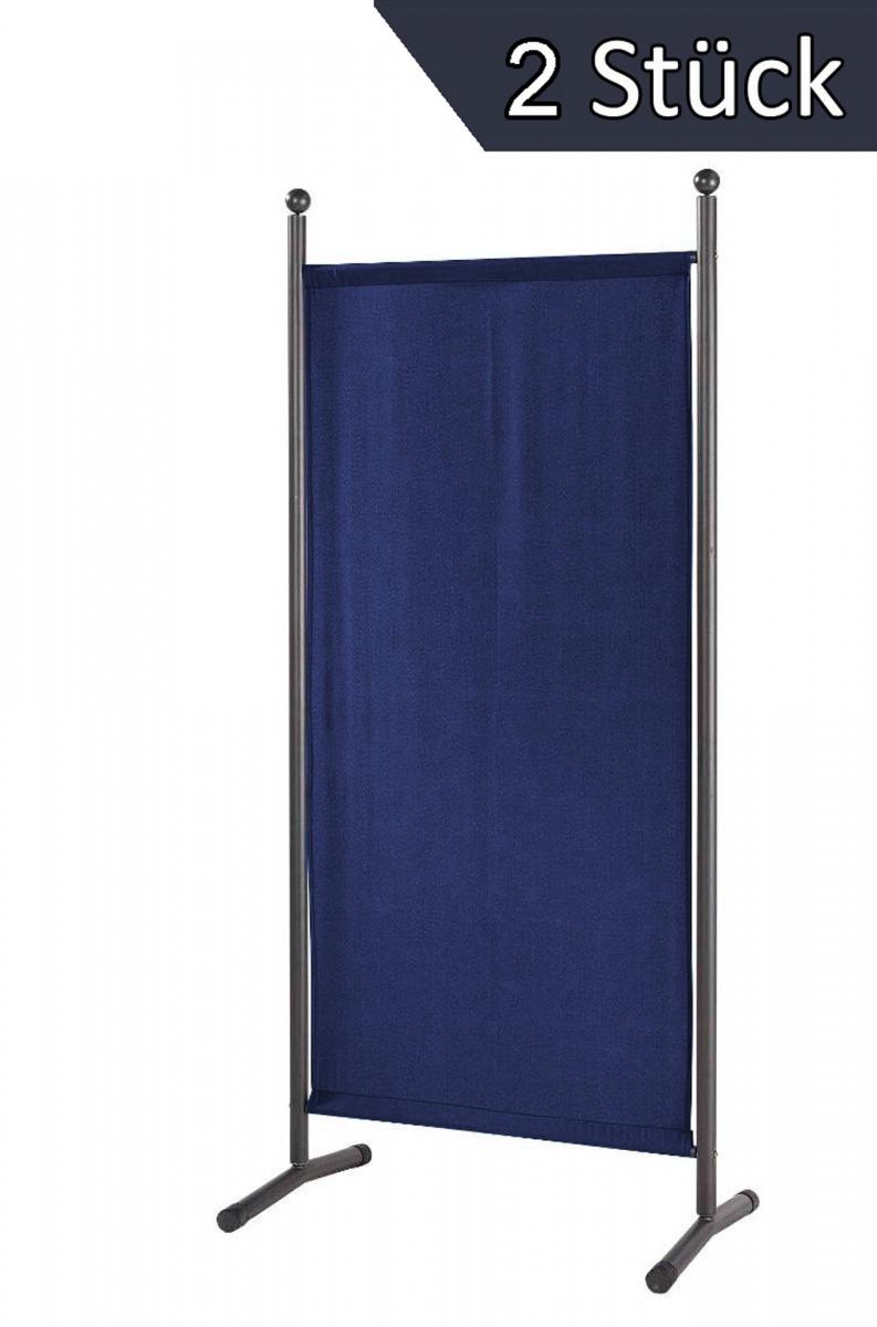 Grasekamp 2 Stück Stellwand 78x178cm Blau Paravent Raumteiler Trennwand Sichtschutz