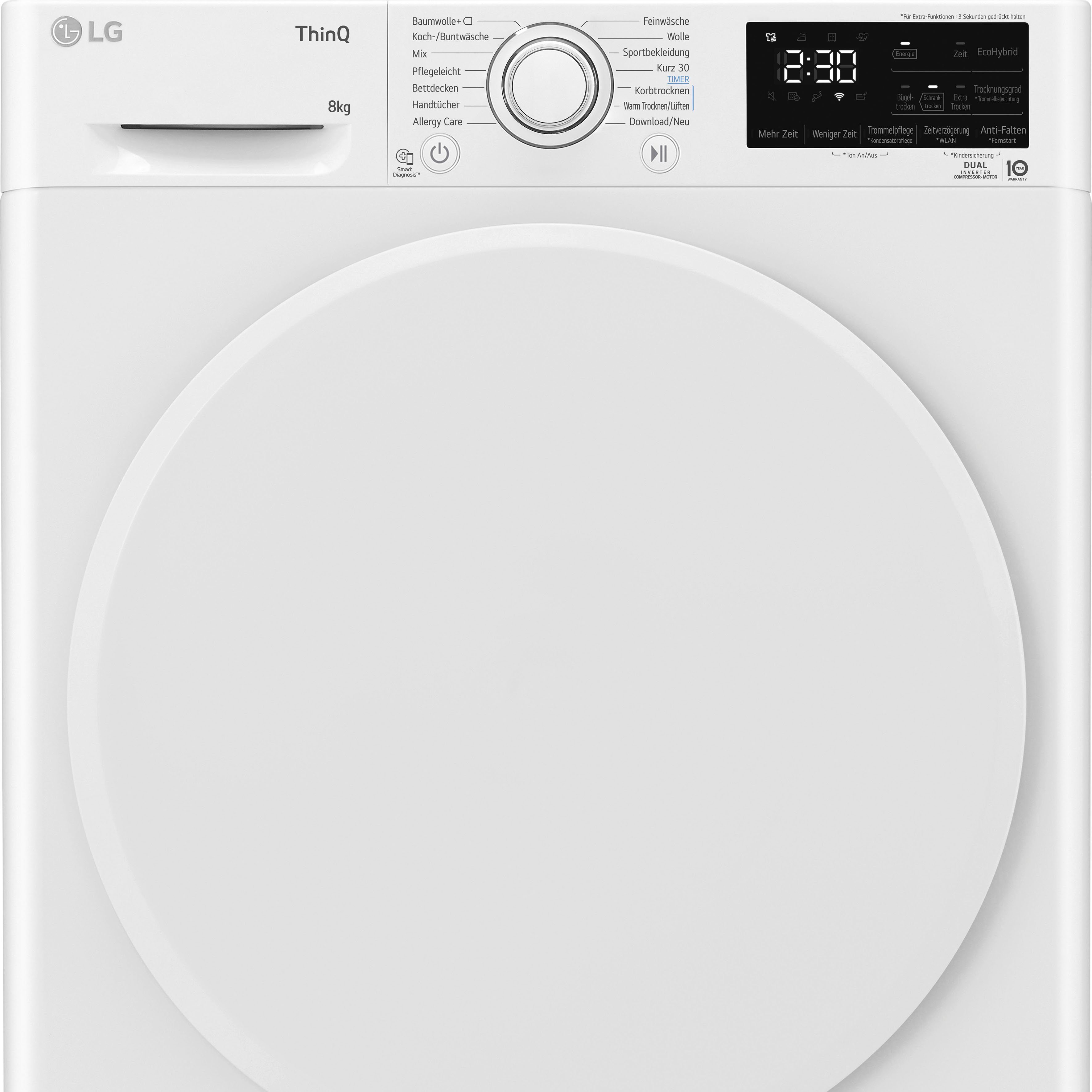 LG Wärmepumpentrockner V3RT8N, 8 kg, Allergy Care: Reduziert Allergene