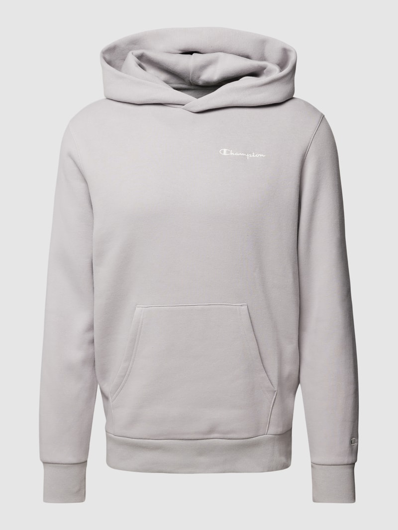Hoodie mit Logo-Stitchings Modell 'Rochester' in hellgrau
