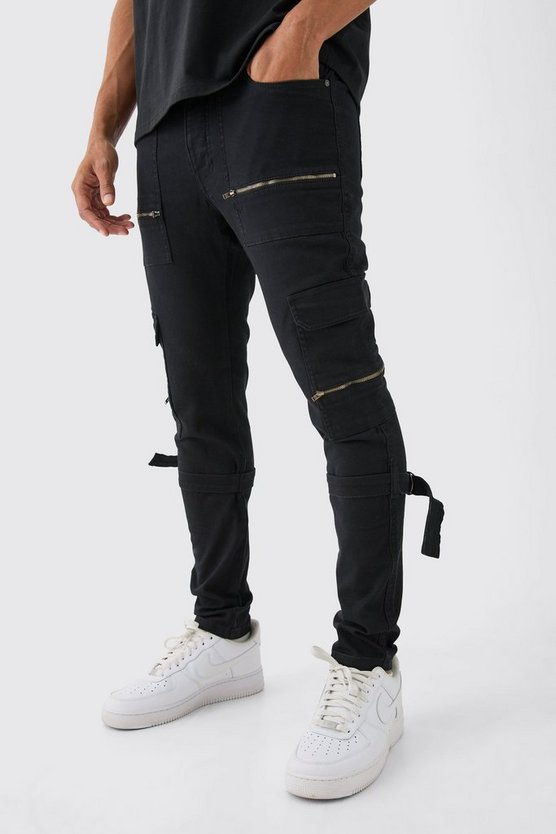 Skinny Stretch Cargo-Hose mit Reißverschluss