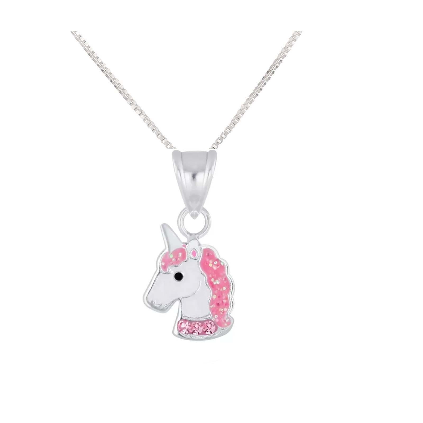 schmuck23 Kette und Anhänger Set Anhänger mit Kette Einhorn 925 Silber Kinder Mädchen Pferd (Halskette mit Anhänger), Silberanhänger Kettenanhänger Kinderschmuck Halskette