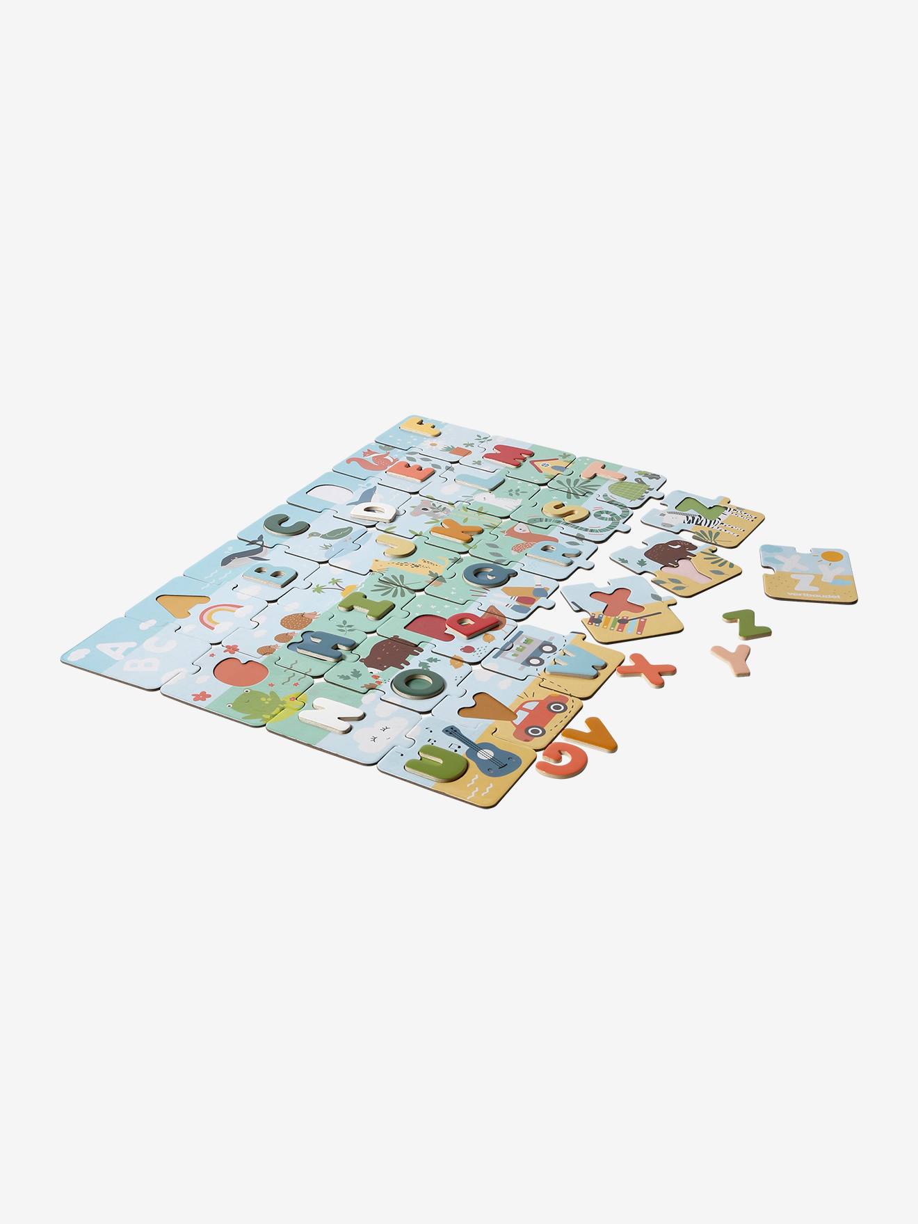 Vertbaudet Kinder 2-in-1 ABC-Puzzle, Pappe/Holz FSC - weiß