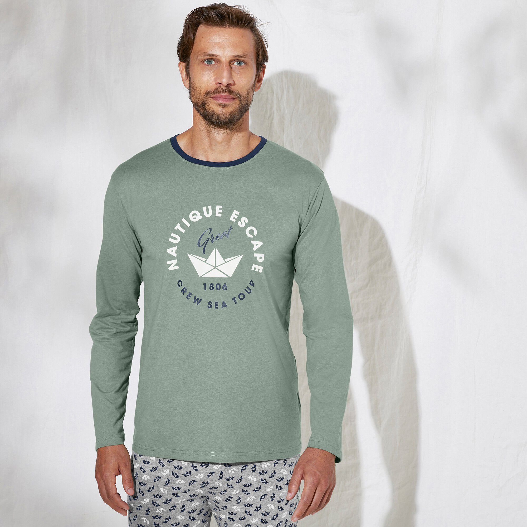 Tee-shirt pyjama imprimé manches longues