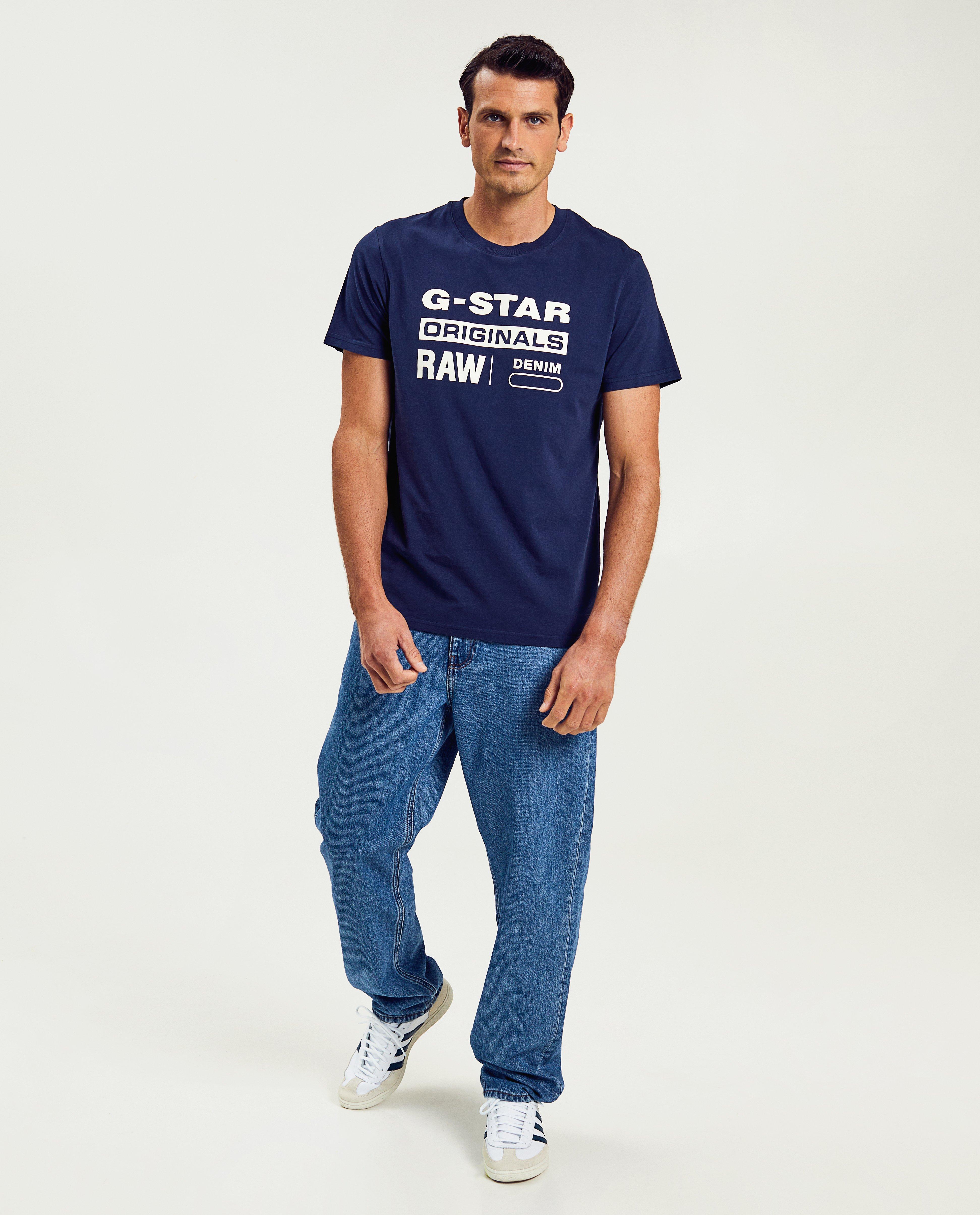Tricou G-star cu inscripție, albastru închis pentru bărbați