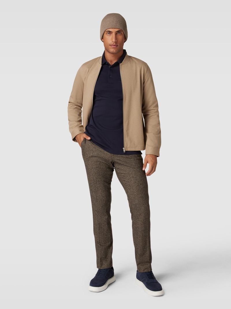 Longsleeve mit Polokragen und Brusttasche in marineblau