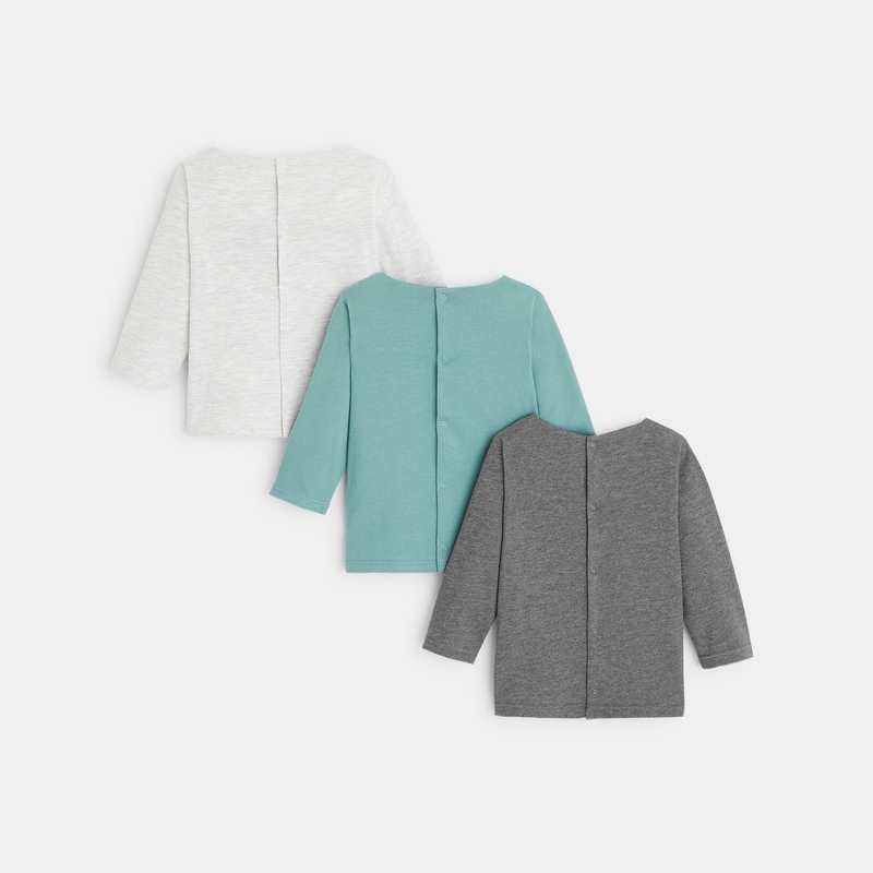 T-shirt maille uni (lot de 3) gris bébé garçon