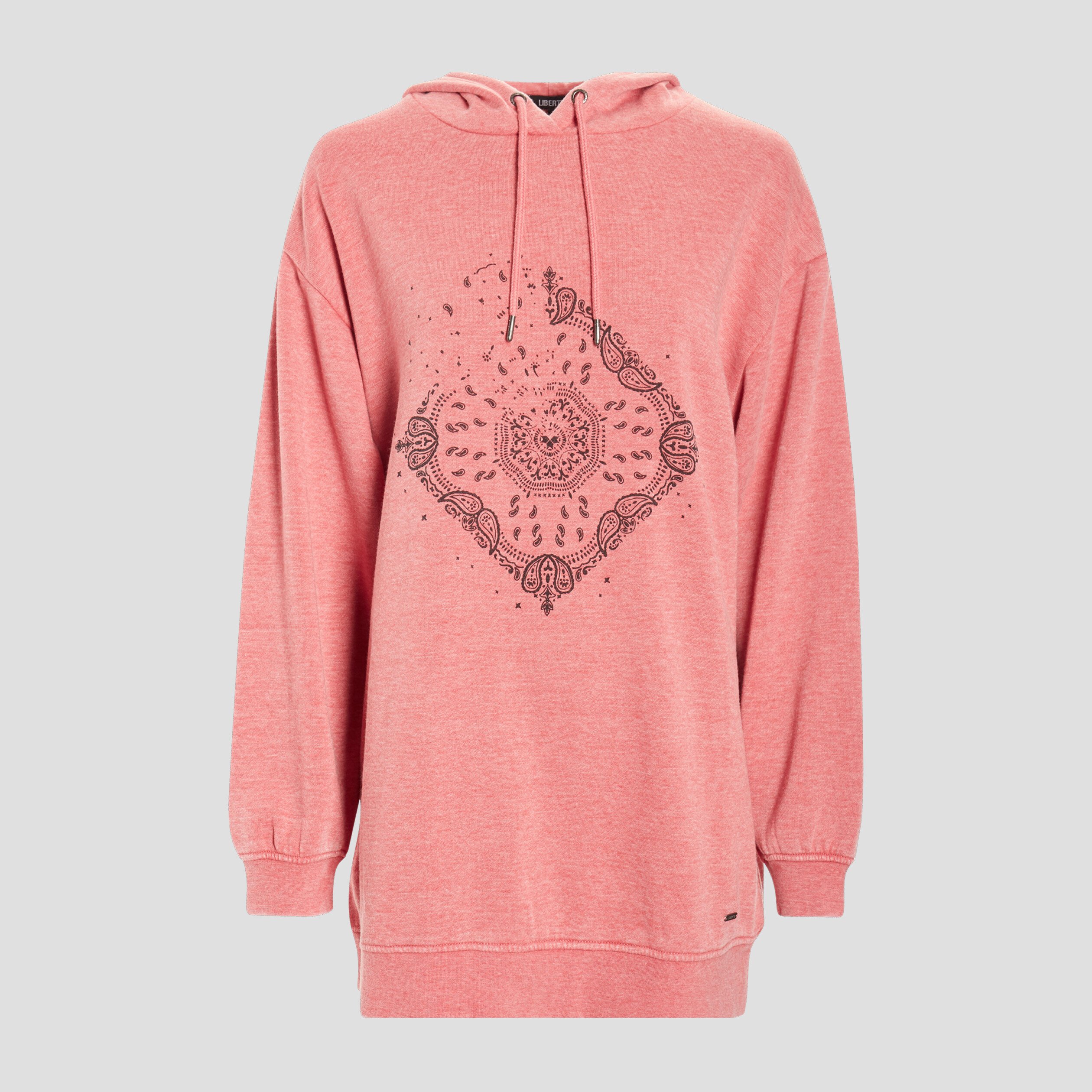 Sweat long à capuche détails clous vieux rose femme | La Halle