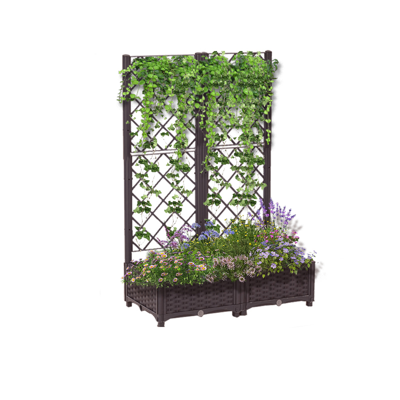 HC Garten & Freizeit Hochbeet mit Rankhilfe, ca. 80 x 40 x 121/15 cm - Braun
