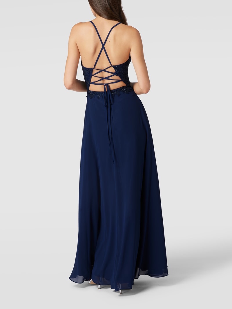 Midikleid mit Zierbesatz in dunkelblau