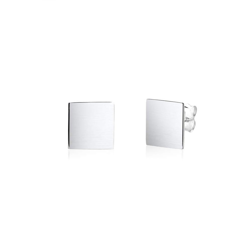 Elli Elli Boucles d'Oreilles Viereck Geo Minimal Trend Matt 925 Silber Angolare Boucles d'oreilles