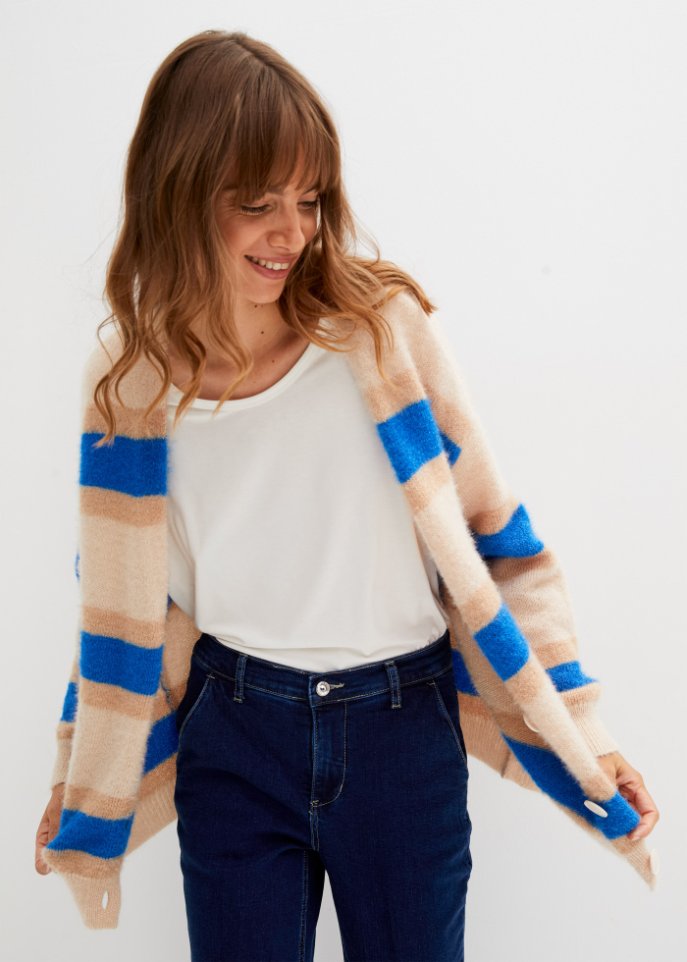 Gestreifte Strickjacke