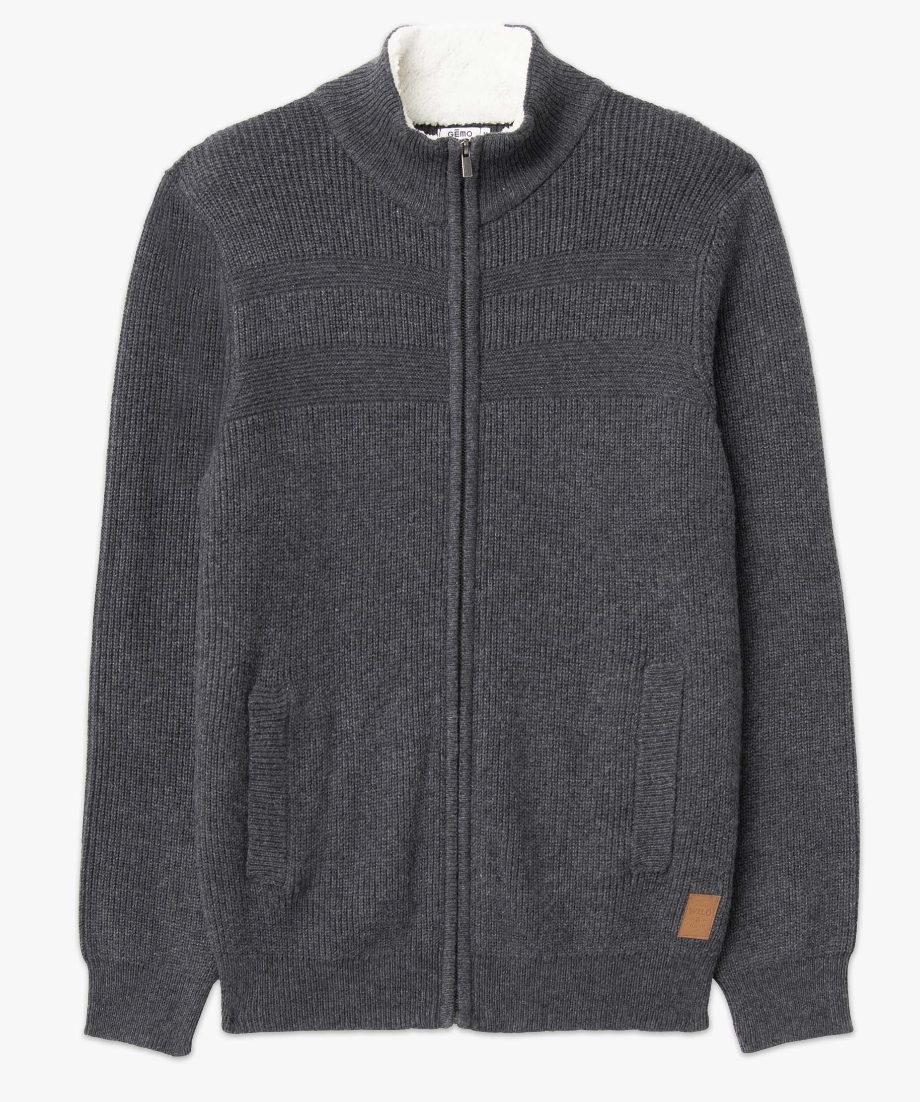 Gilet homme zippé avec col montant doublé gris fonce | GEMO
