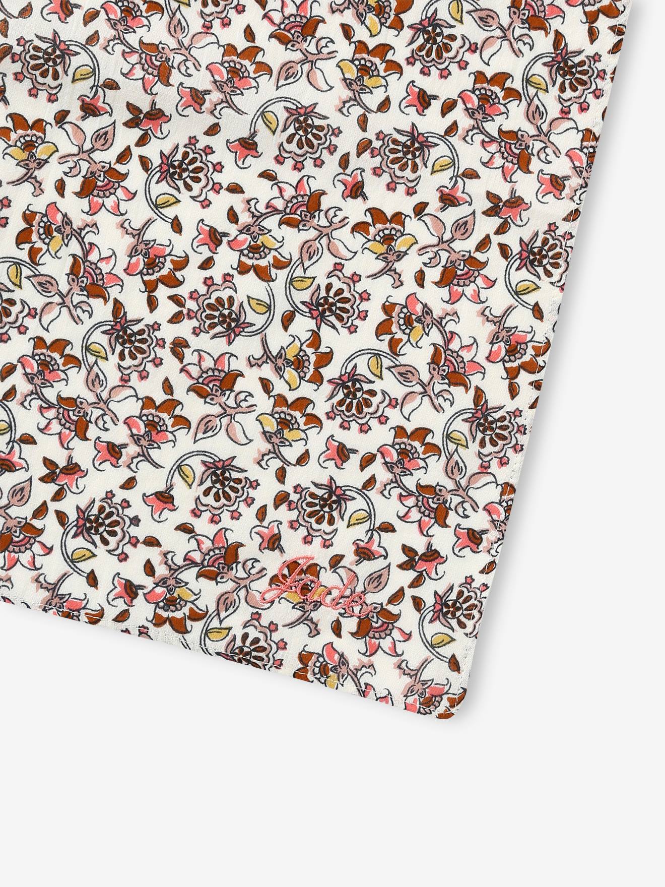 Foulard fleuri personnalisable bébé fille écru