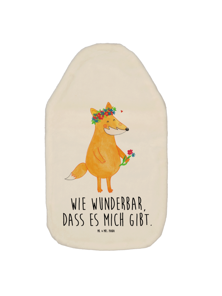 Mr. & Mrs. Panda Wärmflasche Fuchs Blumen mit Spruch in Weiß günstig kaufen onesize