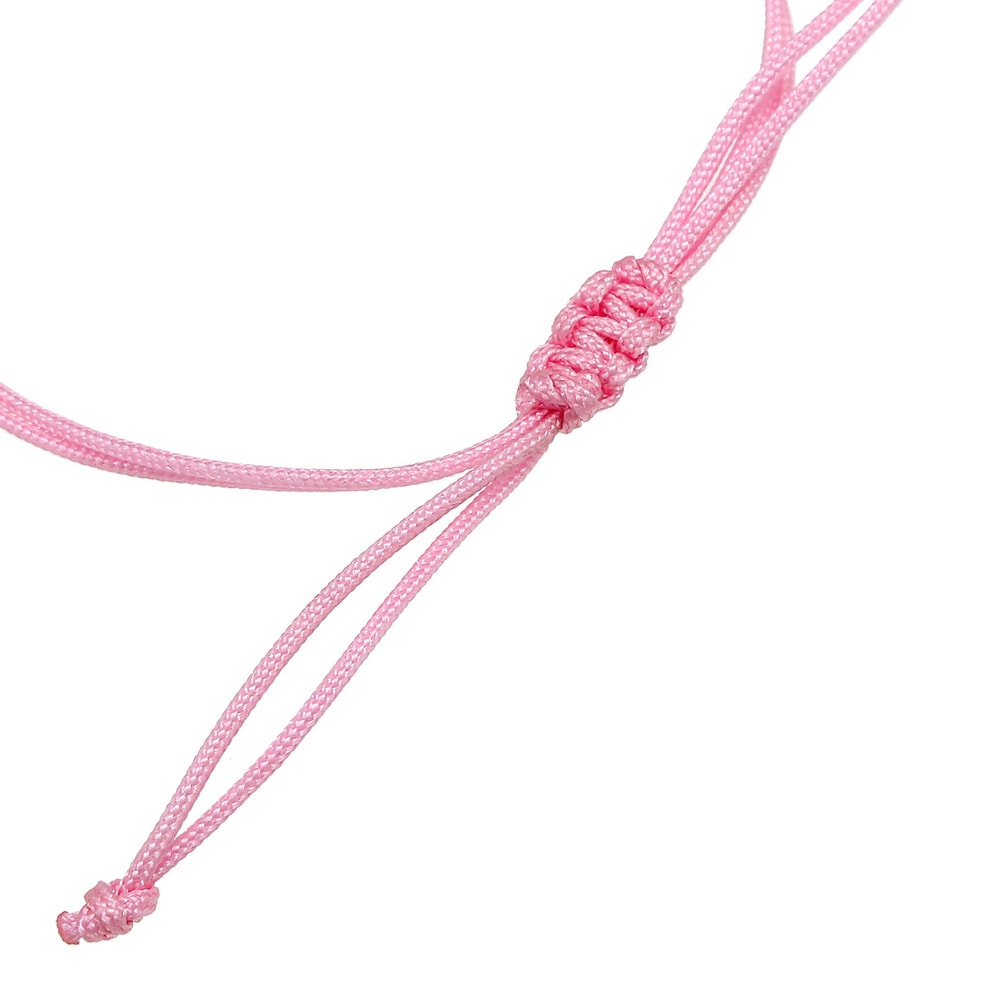 Elli Elli Bracelet Patte Amour Animaux Nylon Rosé avec Cristaux  Bracelet Femme - (925 Bracelet