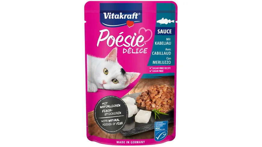 Vitakraft Katzennassfutter Poésie® Déli Sauce + Kabeljau 85 g