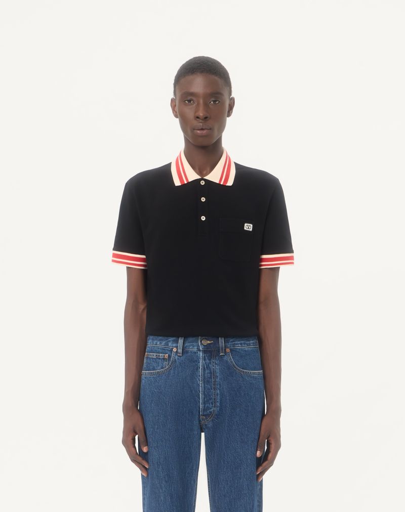 Polo de algodão piqué com patch VLogo
