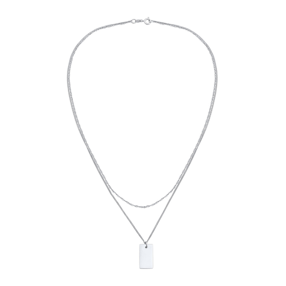 Elli Elli Collier Mesdames Pendentif Rectangle Torsadé Basic Minimal Tendance en argen collier