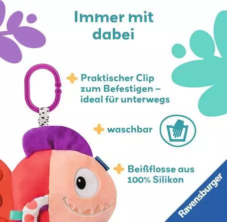 Play+ Pop-it Piranha (rot) - Babyspielzeug ab 0 Monaten