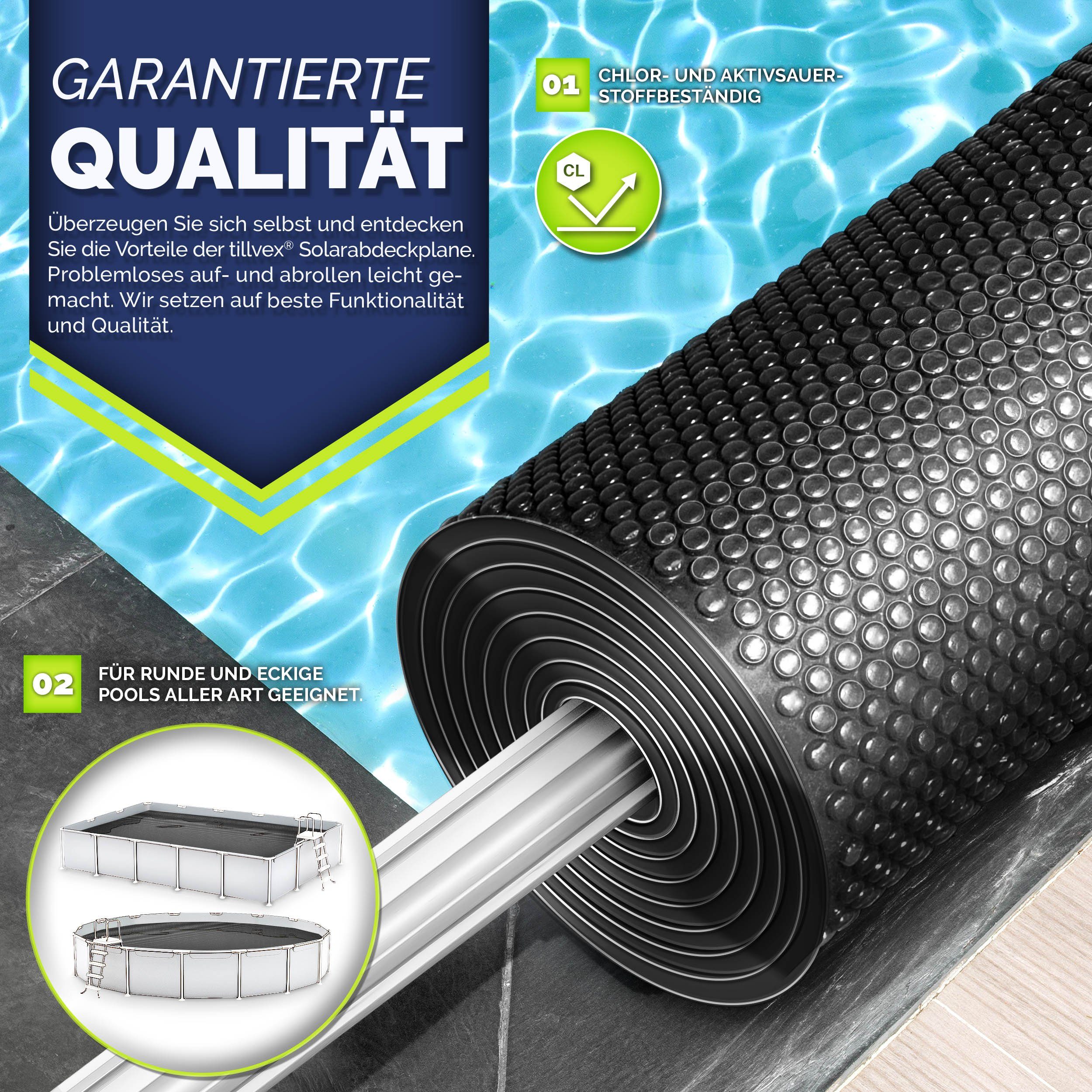 tillvex Pool-Abdeckplane Solarfolie Solarabdeckplane zuschneidbar Stärke 120 µm, Solarplane Poolheizung für Wassererwärmung