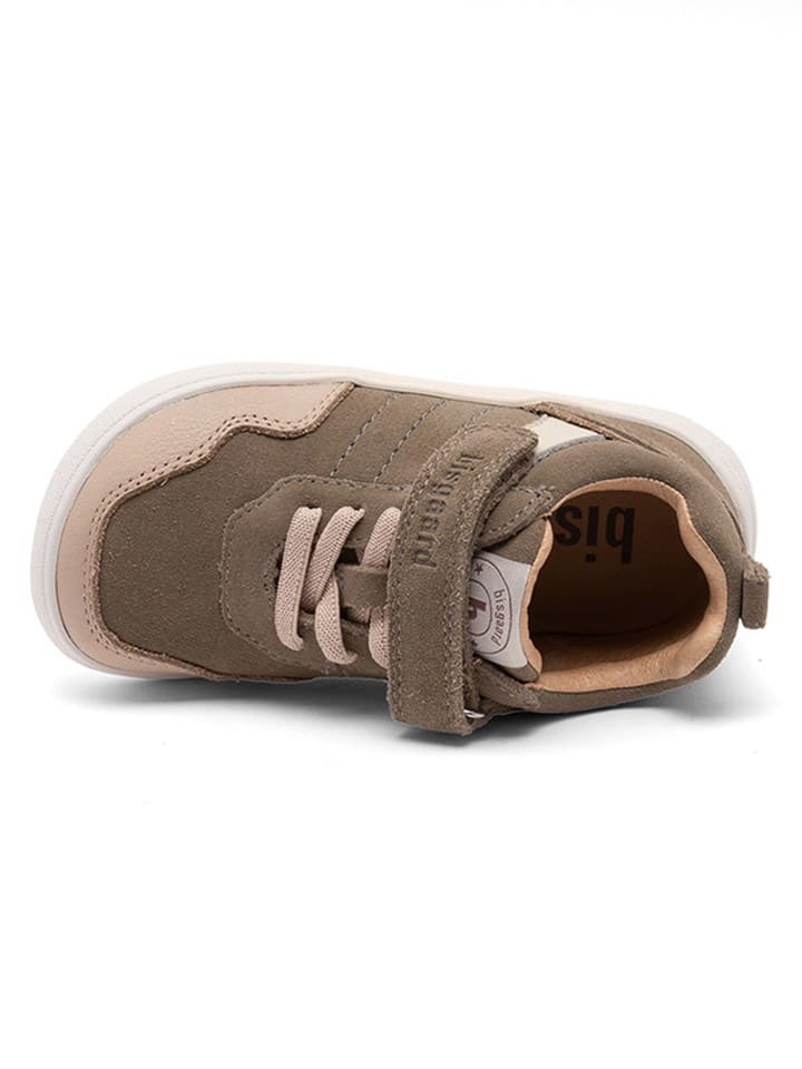 bisgaard Leder-Sneakers in Khaki/ Beige günstig kaufen