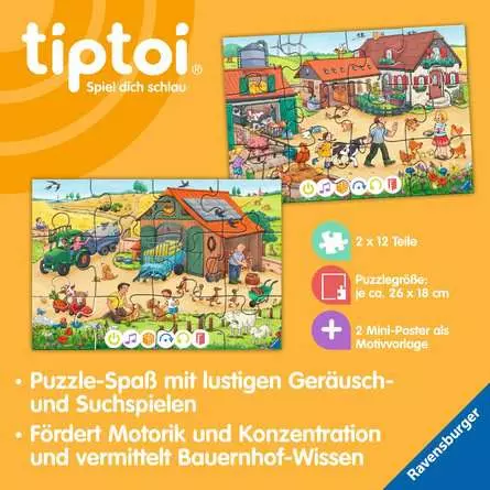 Kinderpuzzle ab 3 Jahren - tiptoi® Puzzle für kleine Entdecker: Bauernhof - 12 Teile