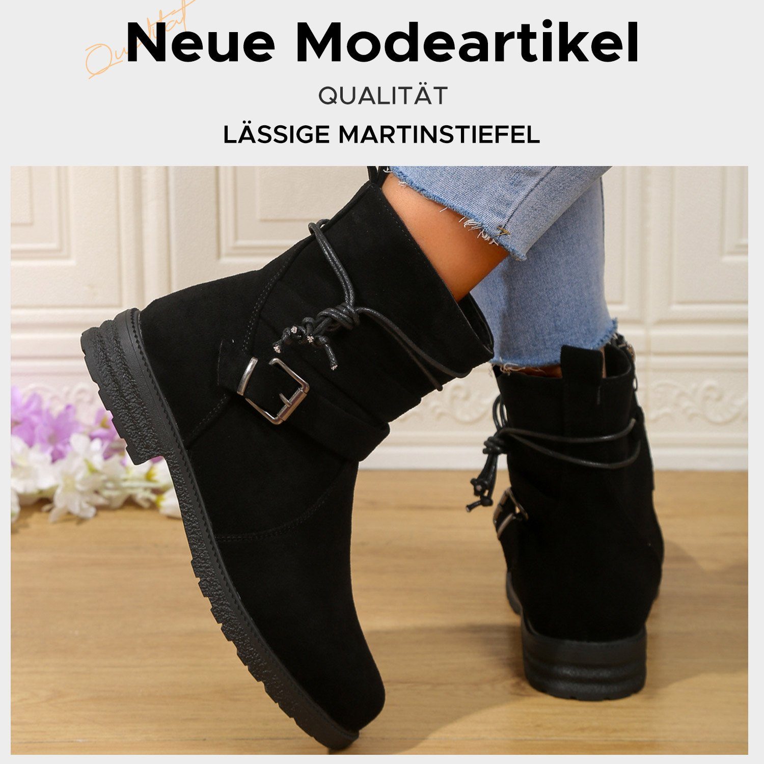 Daisred Damen Winterstiefel Booten Freizeit Flache Stiefelette Boots Stiefel