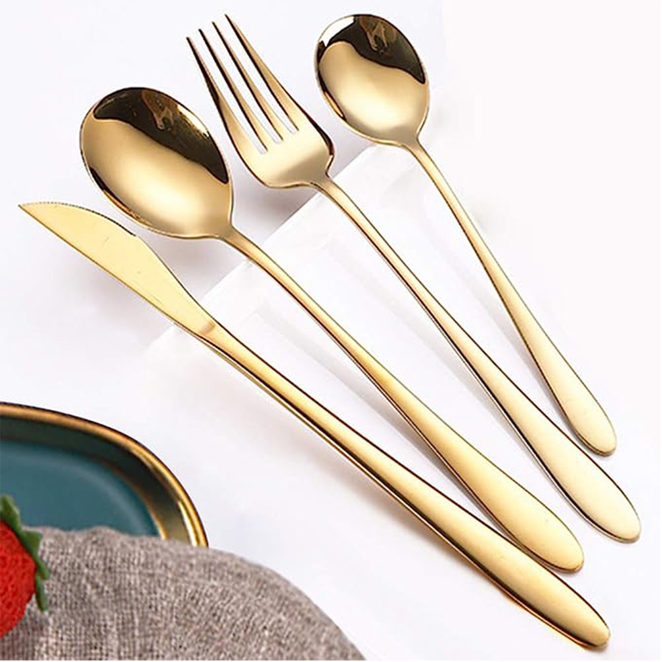 KÜLER Besteck-Set Tafelgeschirr Edelstahlbesteck Messer Gabel und Löffel 24-teiliges Set