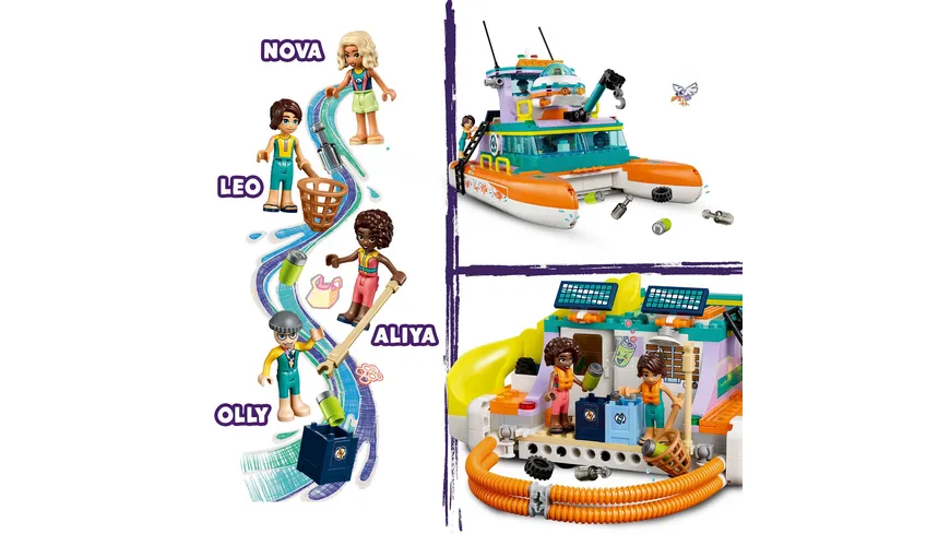 LEGO Friends 41734 Seerettungsboot Set, Spielzeug mit Tieren für Kinder