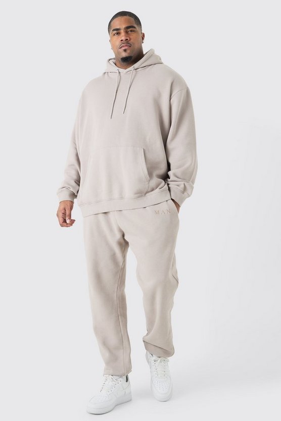 Plus Oversize Man Roman Trainingsanzug mit Kapuze