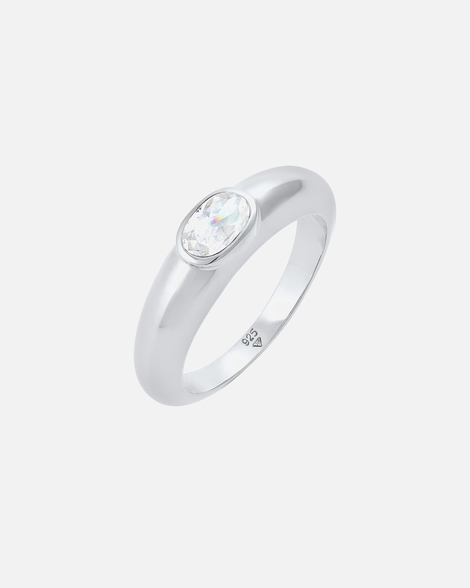 Inel de damă Elli, solitaire oval verde cu cristal de zirconiu cubic din argint 925, placat cu aur