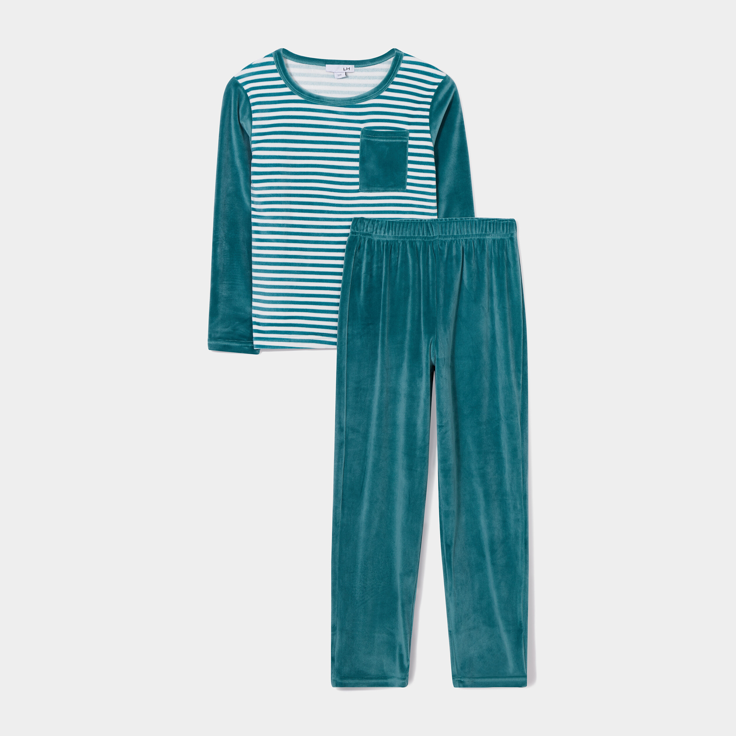 Ensemble pyjama pantalon velours vert émeraude garçon | La Halle