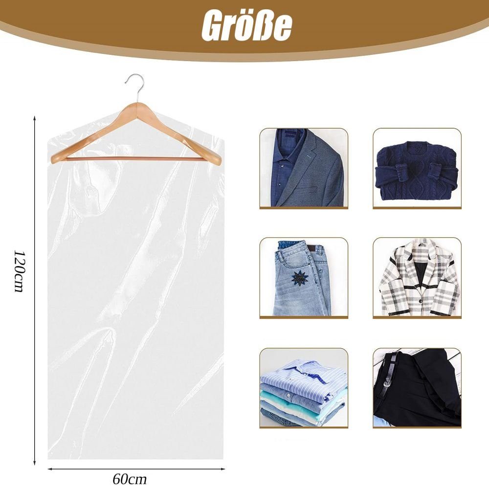 Lubgitsr Kleiderschutzhülle 50 Stück Kleidersack Anzugtasche 60x120 cm Staubdicht Kleiderschutz (50 St)