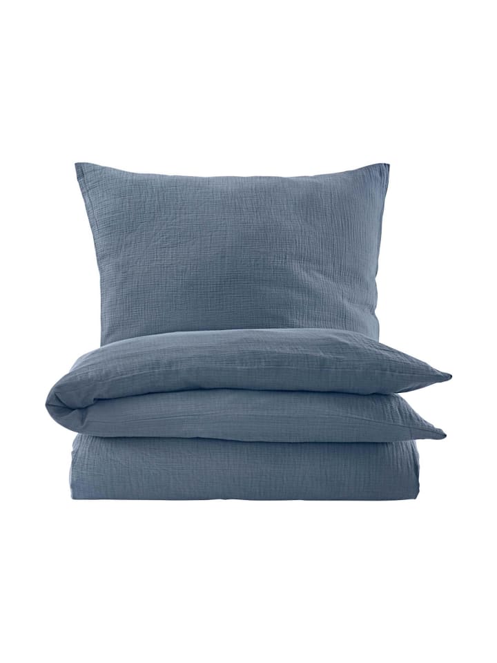 Hessnatur Musselin Bettwäsche-Set in stahlblau günstig kaufen