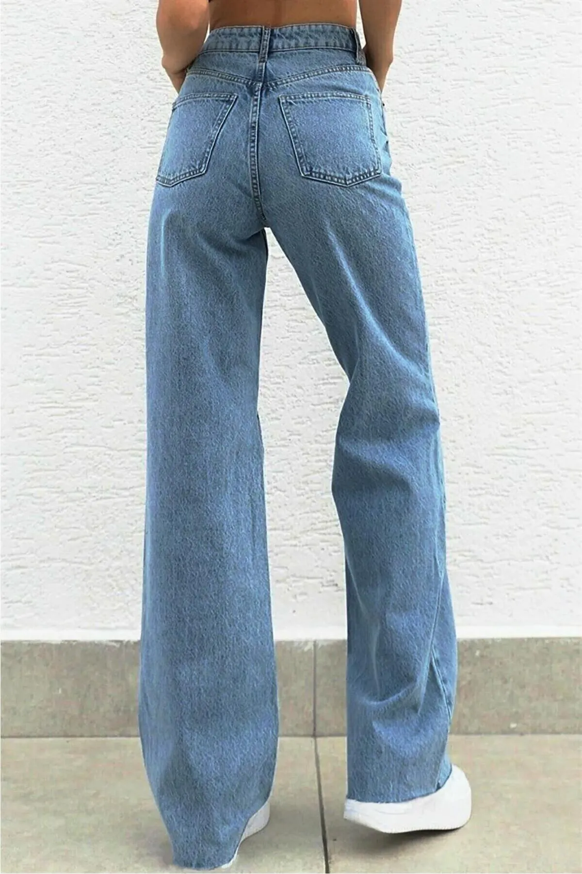 LİMABEL  Blaue Jeans mit hoher Taille und lockerer Passform, Blaue Jeans mit Schneewaschung, Blaue Jeans mit weitem Bein