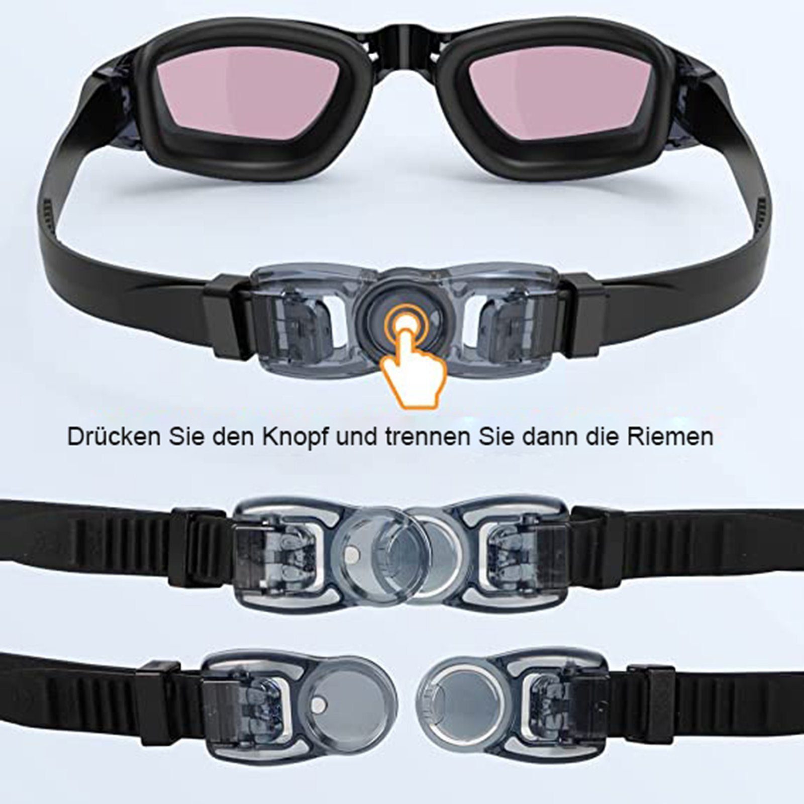 iceagle Schwimmbrille Schwimmbrille für Herren Damen Jugendliche Taucherbrille, (Verstellbare Silikon Riemen Schwimmbrillen), Anti-Beschlag, UV-Schutz, klare Sicht