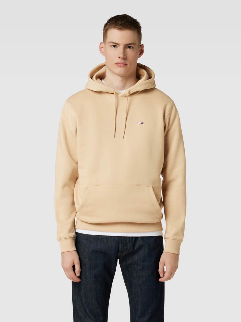 Hoodie mit Label-Stitching in beige