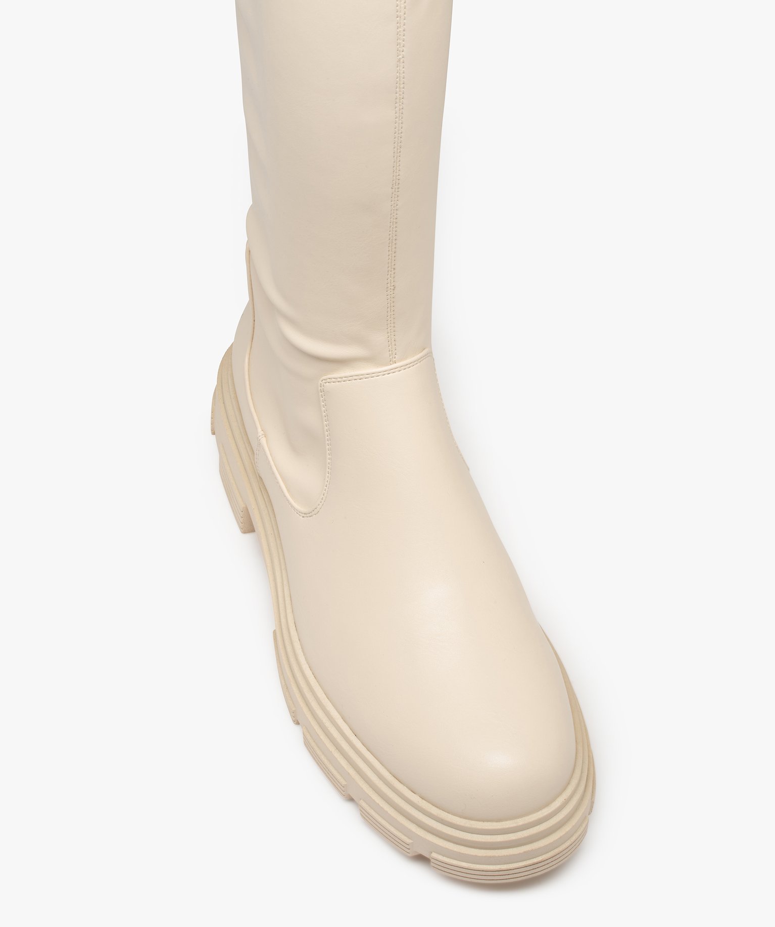 Cuissardes femme unies à semelle épaisse et crantée beige | GEMO