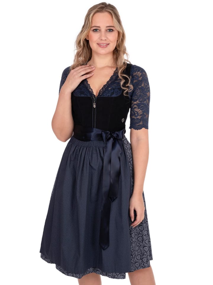 MarJo Midi Dirndl CONNY in blau günstig kaufen