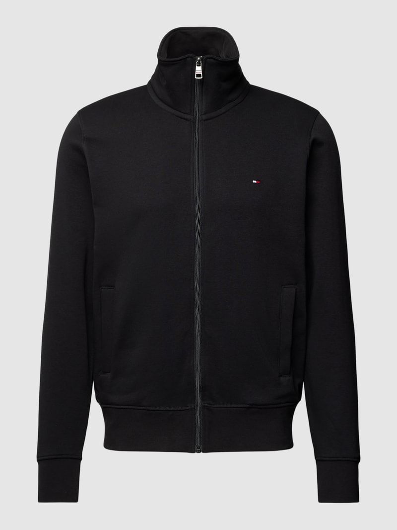 Sweatjacke mit Stehkragen Modell 'FLAG LOGO' in schwarz