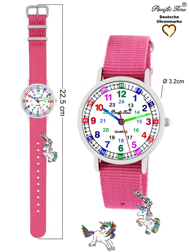 Pacific Time Quarzuhr Kinder Armbanduhr Lernuhr Wechselarmband mit Einhorn Charms, Mix und Match Design - Gratis Versand