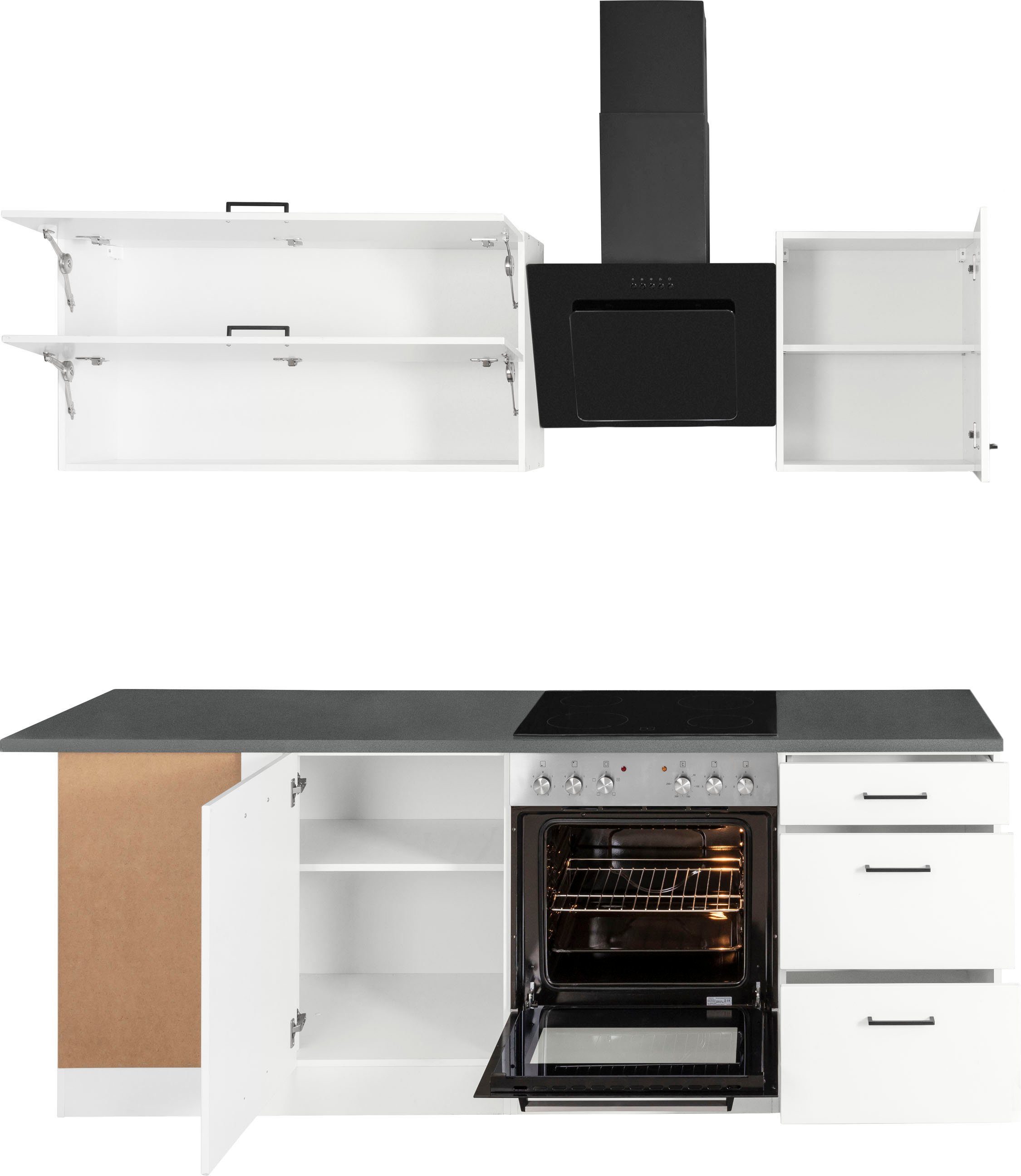 HELD MÖBEL Winkelküche Trier, mit E-Geräten, Stellbreite 220/220 cm